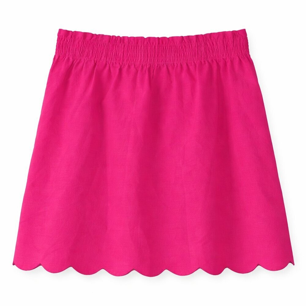 J. CREW Scalloped Hem Linen Blend Pull-On Pink Skirt Size 8